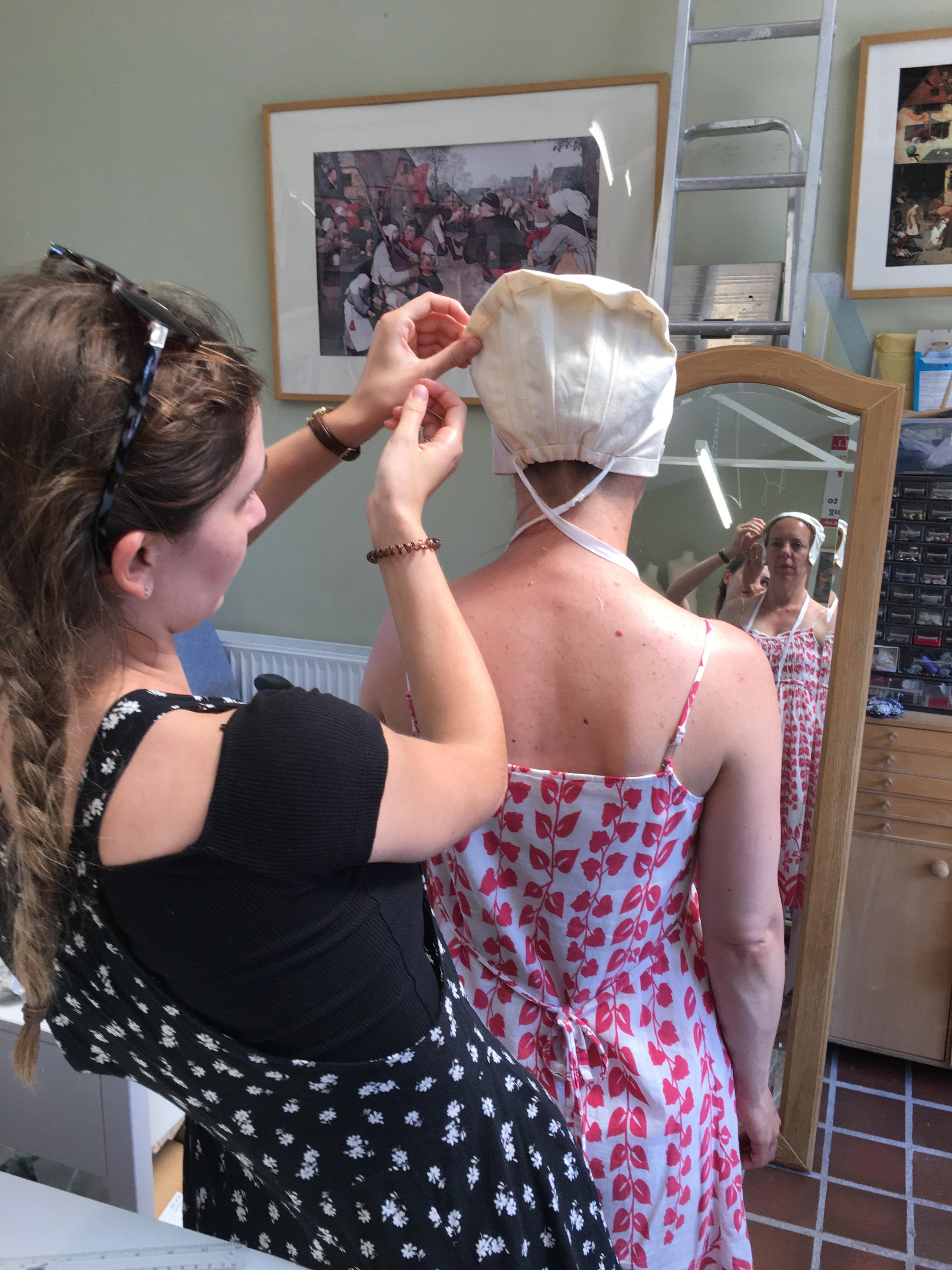 Intern Natalie Day trying out a darted coif on Ninya