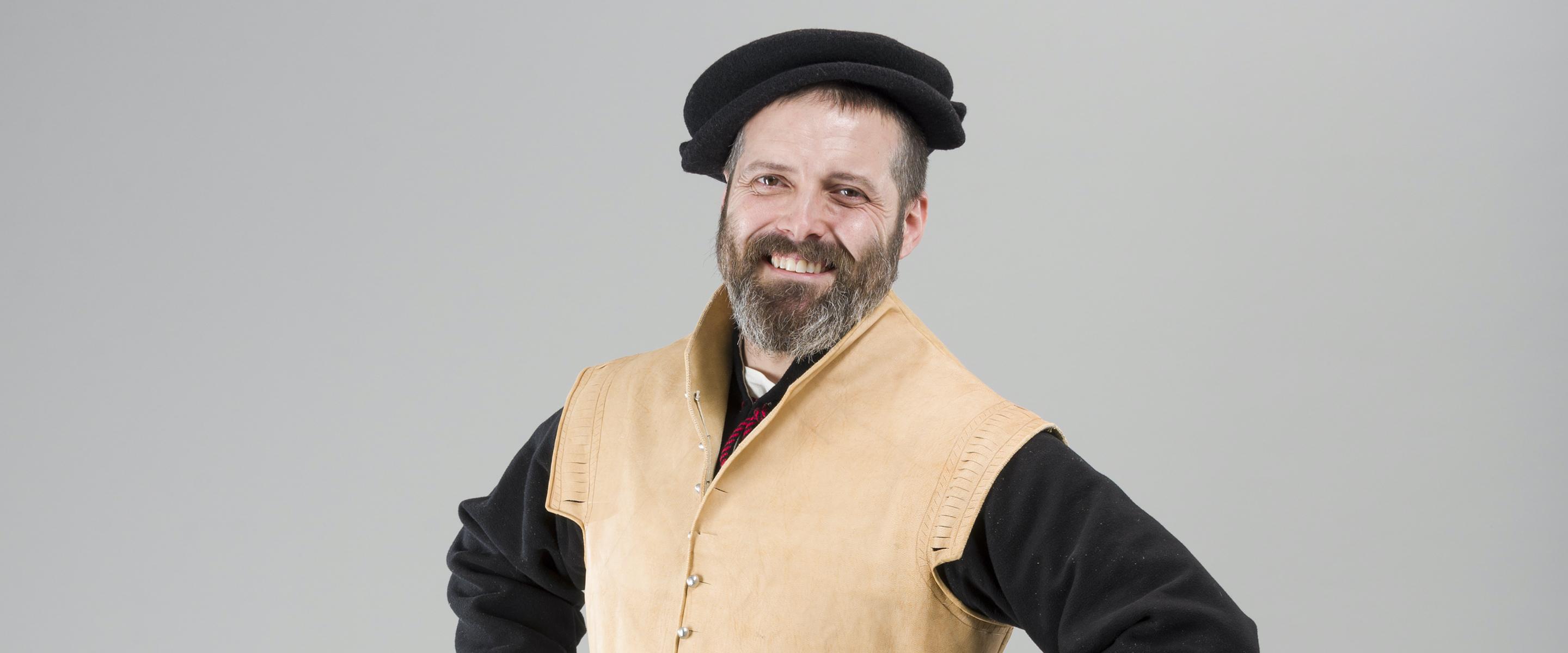 A leather jerkin based on those found on the Mary Rose shipwreck dated 1545