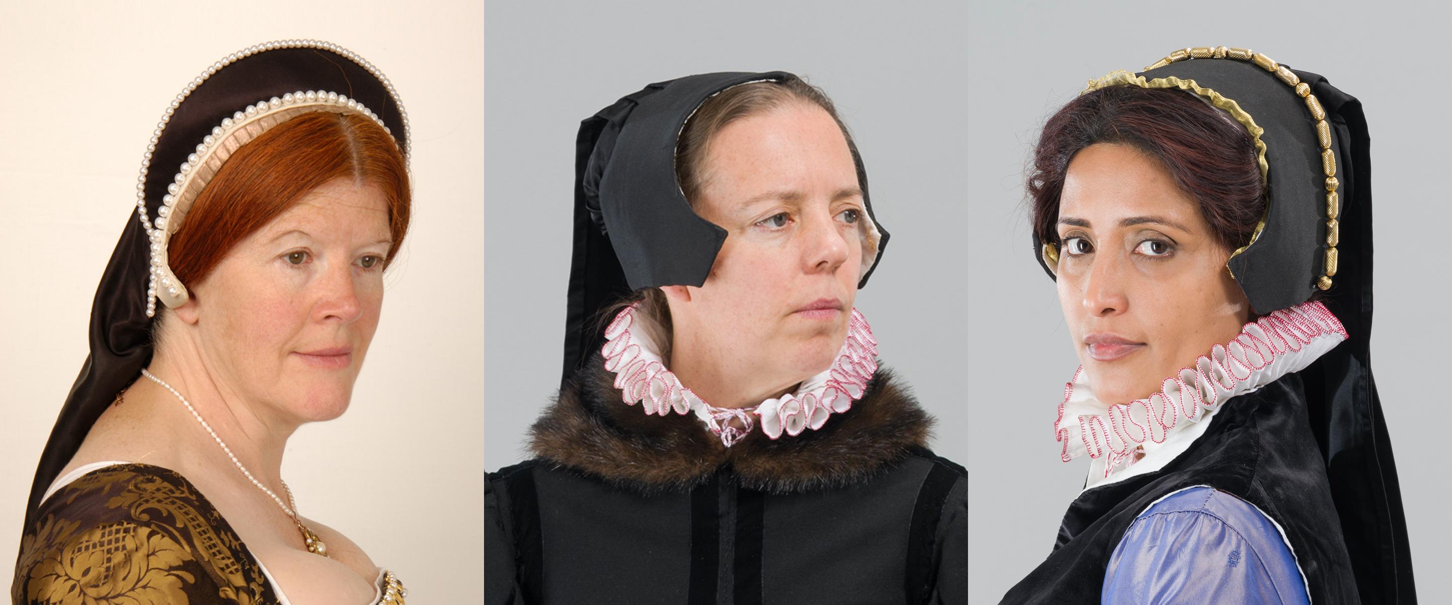 French hoods came in a wide variety of styles - composed of many separate elements pinned together (The Tudor Tailor, 2006: 28)